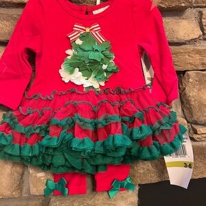 Festive Red and Green Christmas Tree Kids Costume